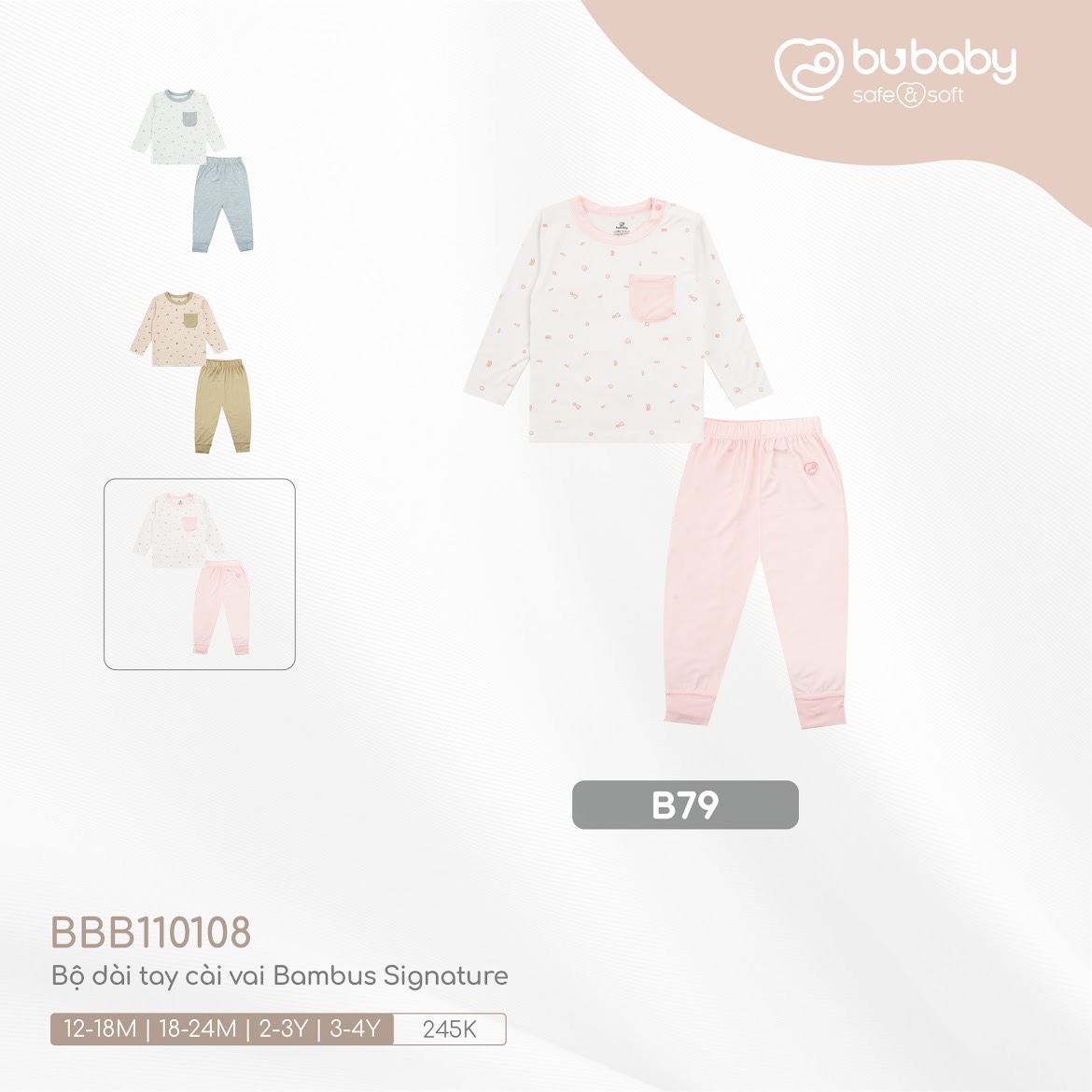 BUBABY - Bộ dài tay CV Bambus Signature (S1-4Y)