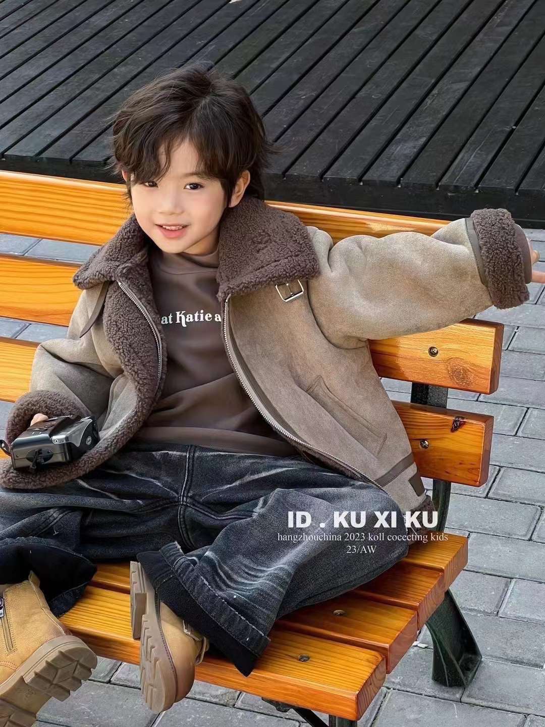 MT Áo khoác da lộn nâu cổ lông(7-15)