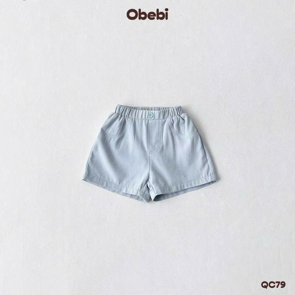 OBEBI - Quần đùi kaki trẻ em thêu OBEBI (73-120)