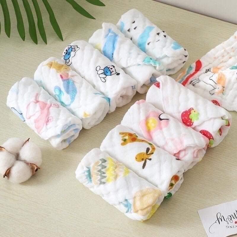 KILUTA - SET 5 KHĂN XÔ 6 LỚP ORAGANIC BW