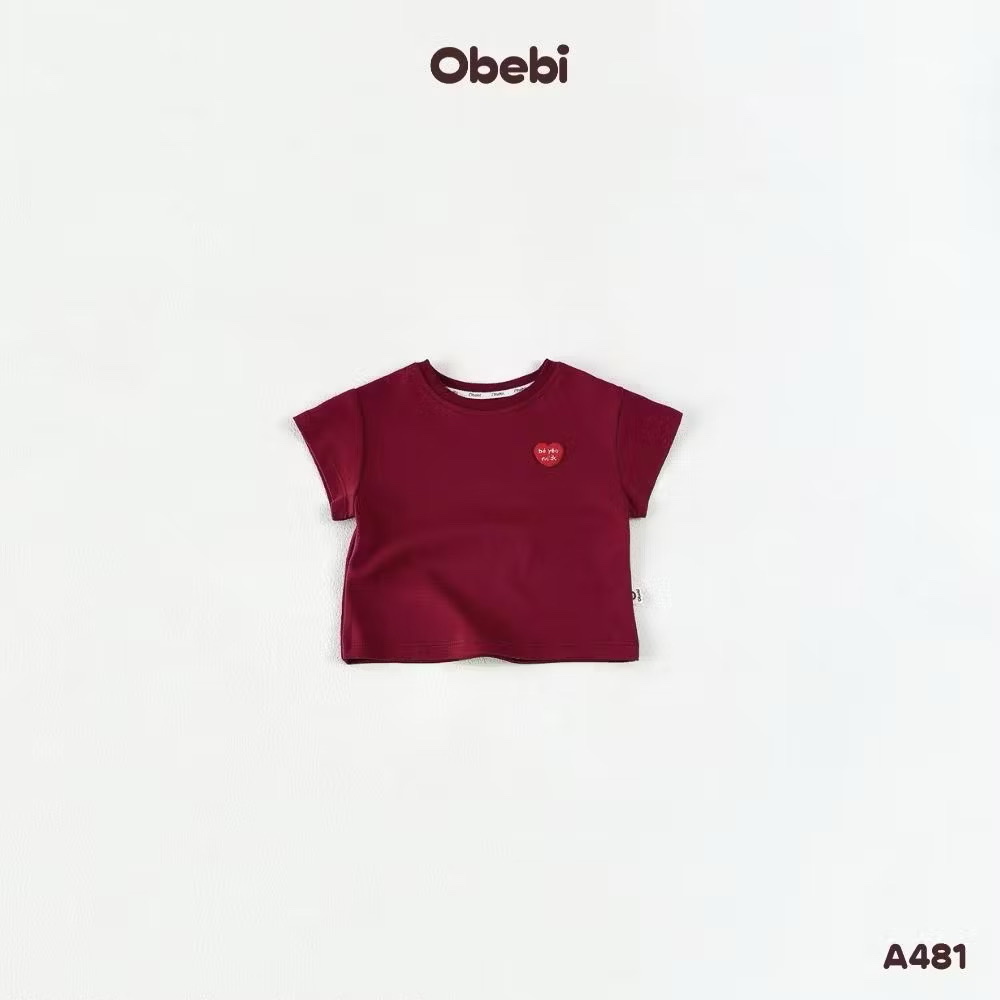 OBEBI - Áo thun thêu hình trái tim(66-110)