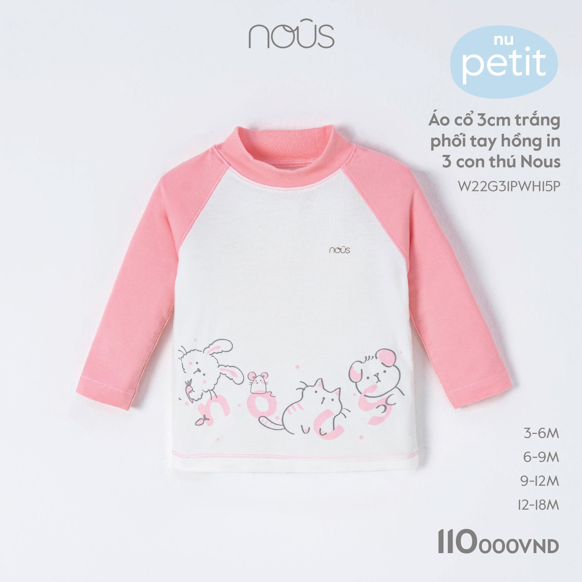 Nous Áo cổ 3cm in hình(S3M-12M)