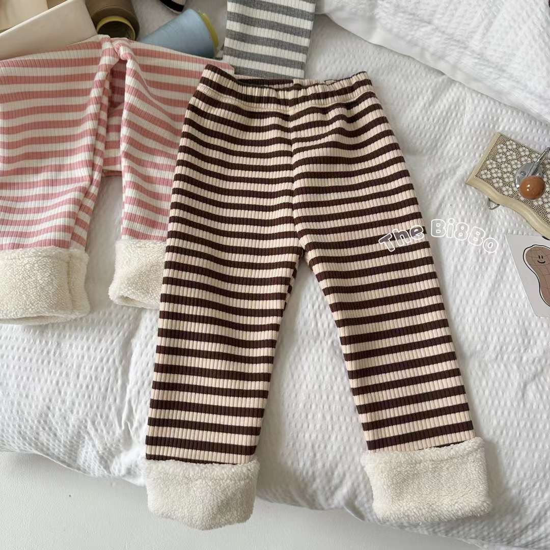 SA Quần legging kẻ lót lông gấu gập(90-130)
