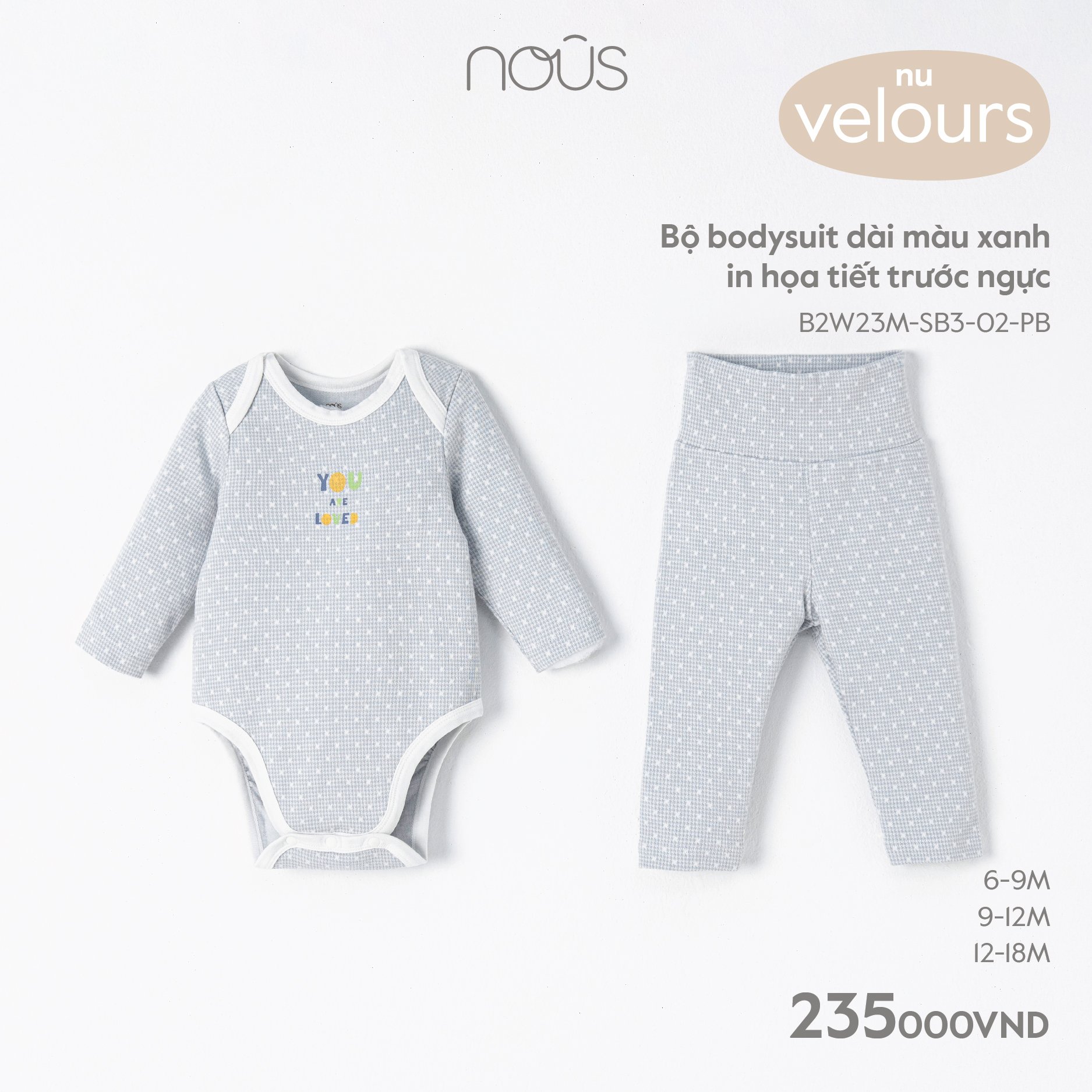 Nous Bộ bodysuit in hoạ tiết(S6-12M)