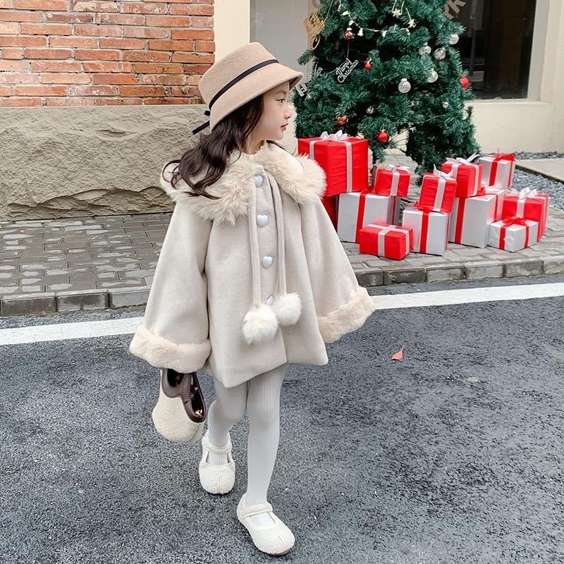 MT Áo dạ phối lông be cổ bèo(100-140)