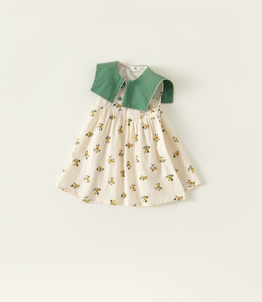 LB - Váy Babycity hoa cổ vuông xanh(80-140)