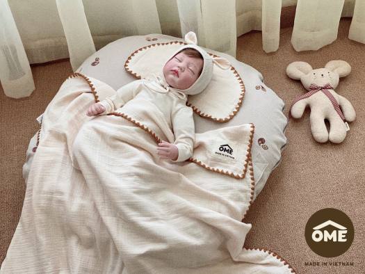 OME - SET CHĂN 4 LỚP SỢI TRE KÈM GỐI