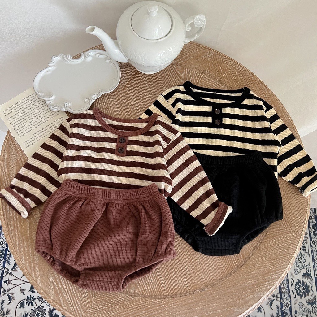 JS Set áo kẻ dài tay+quần chip(66-80)