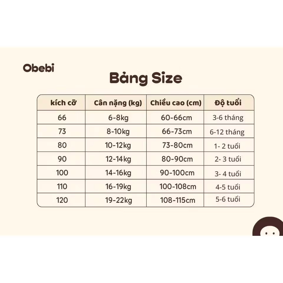 OBEBI - Bộ thu đông cổ trụ phối màu OBEBI (66-120)