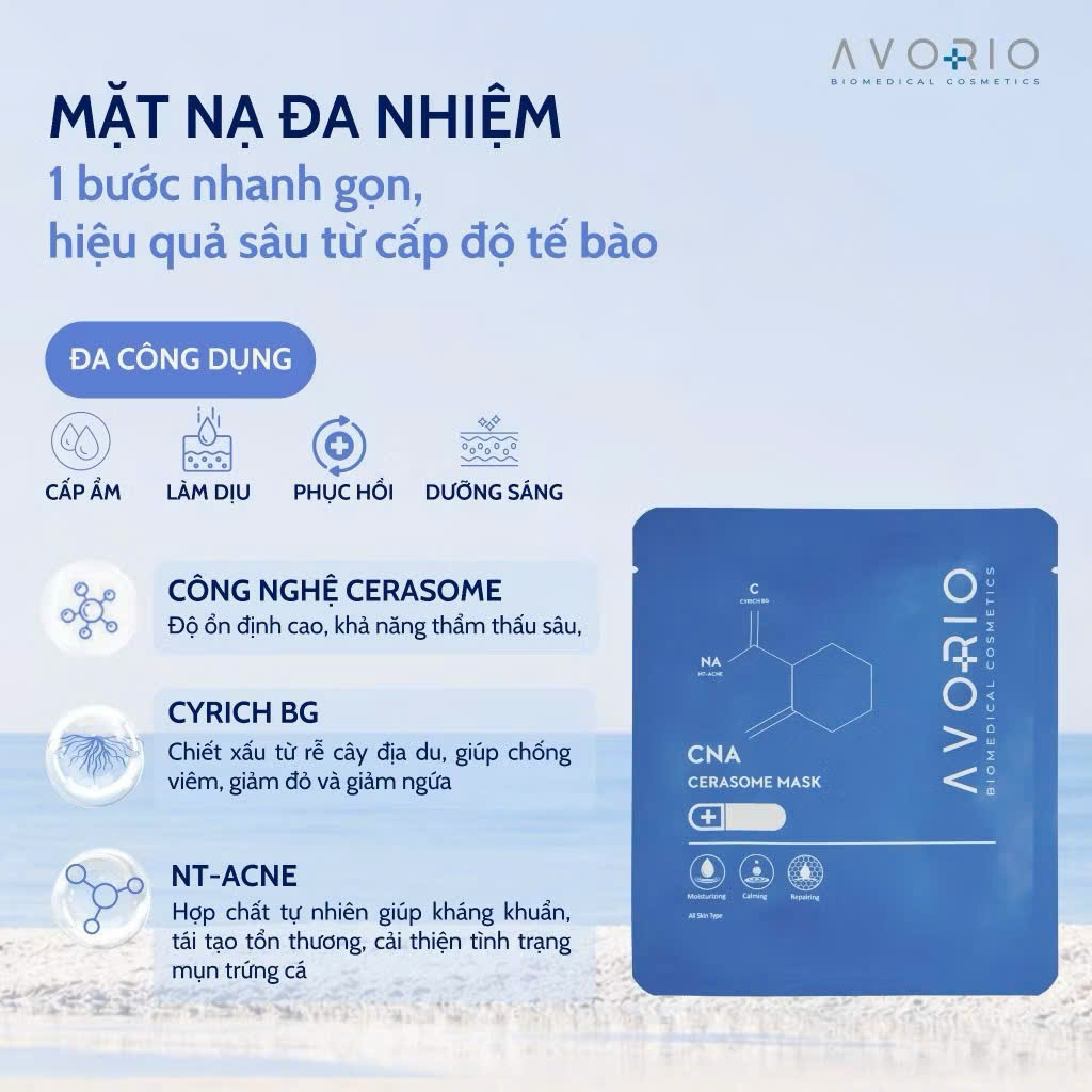 AVORIO - MẶT NẠ CNA CERASOME TRẮNG DA DƯỠNG ẨM, LÀM DỊU DA