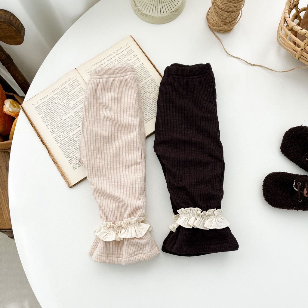 JS Quần tăm lót nỉ ống loe mix ren be(66-80)