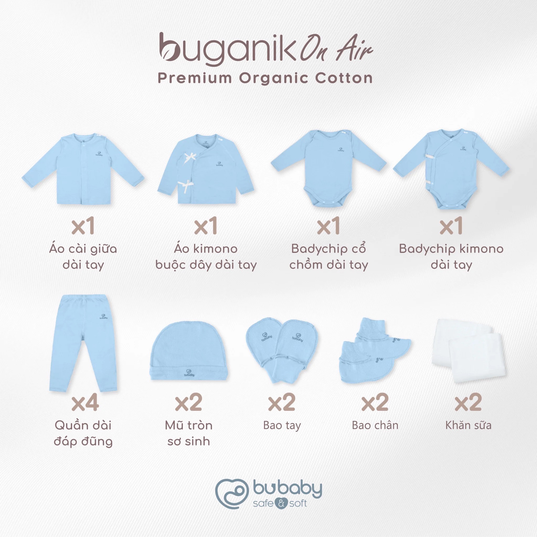 BU Set sơ sinh Buganik On Air(0-3M)
