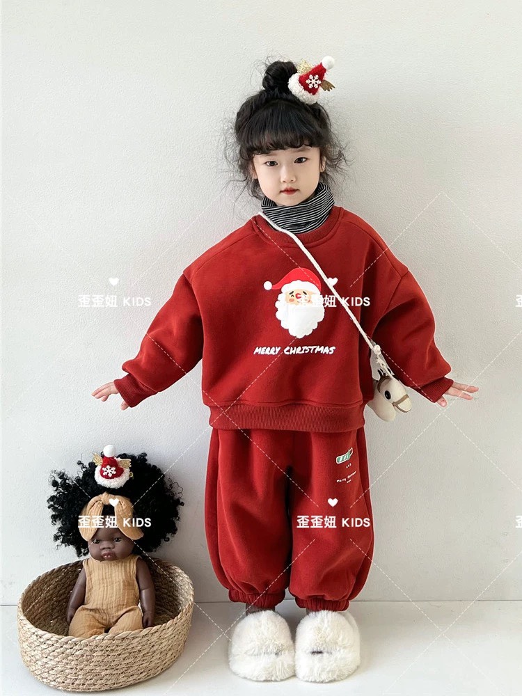 MT Bộ nỉ đỏ ông già noel lót lông(5-13)