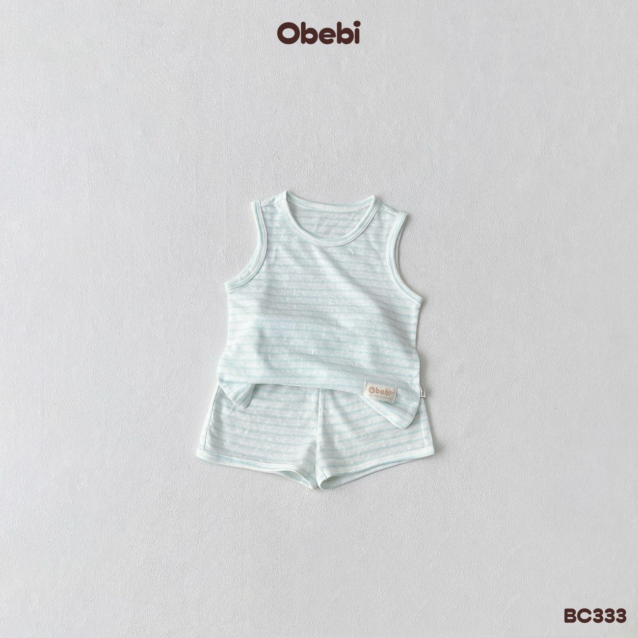 OBEBI - Bộ ba lỗ họa tiết kẻ pastel mùa hè OBEBI (73-120)