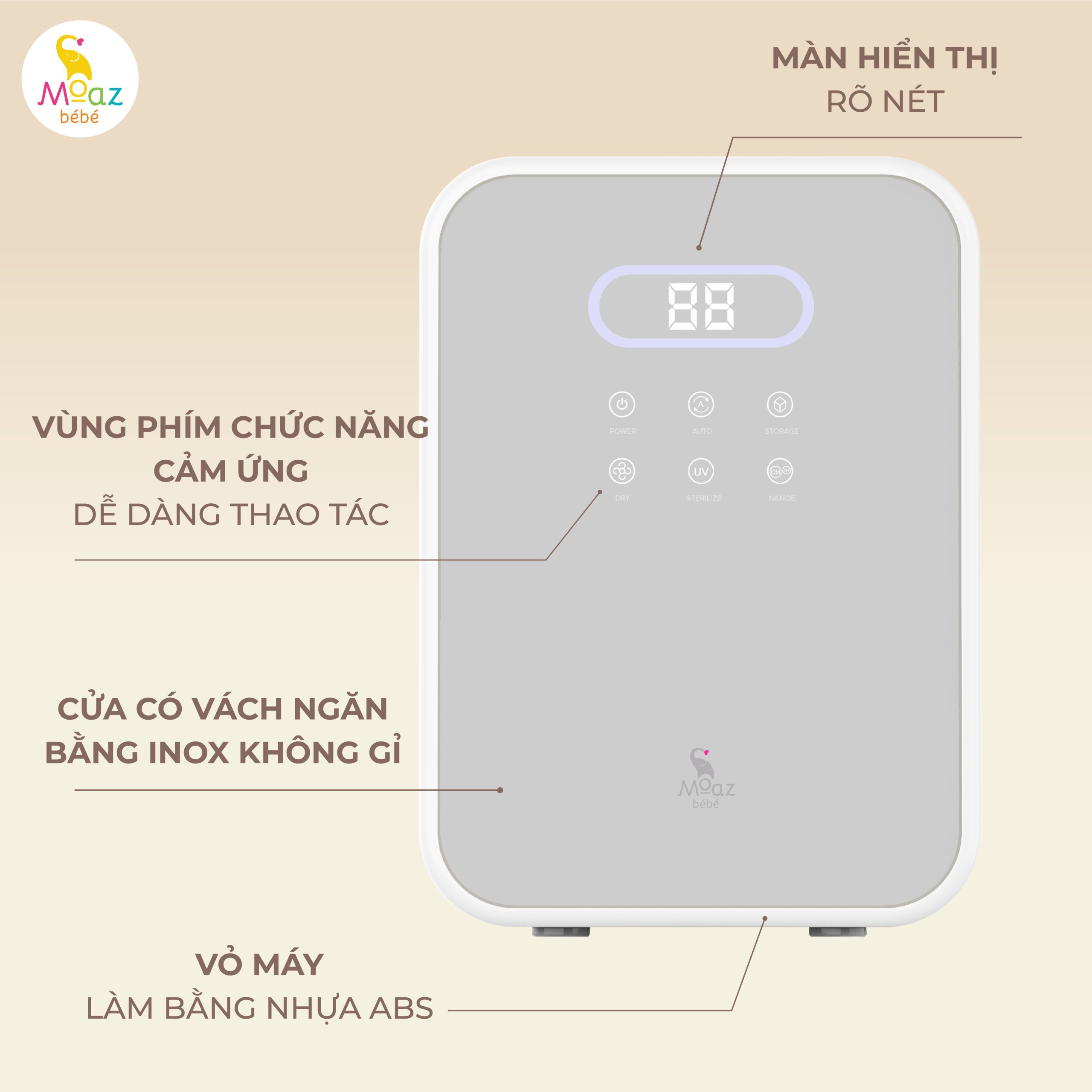 MOAZ - MÁY TIỆT TRÙNG SẤY KHÔ ION NANOE MB-073