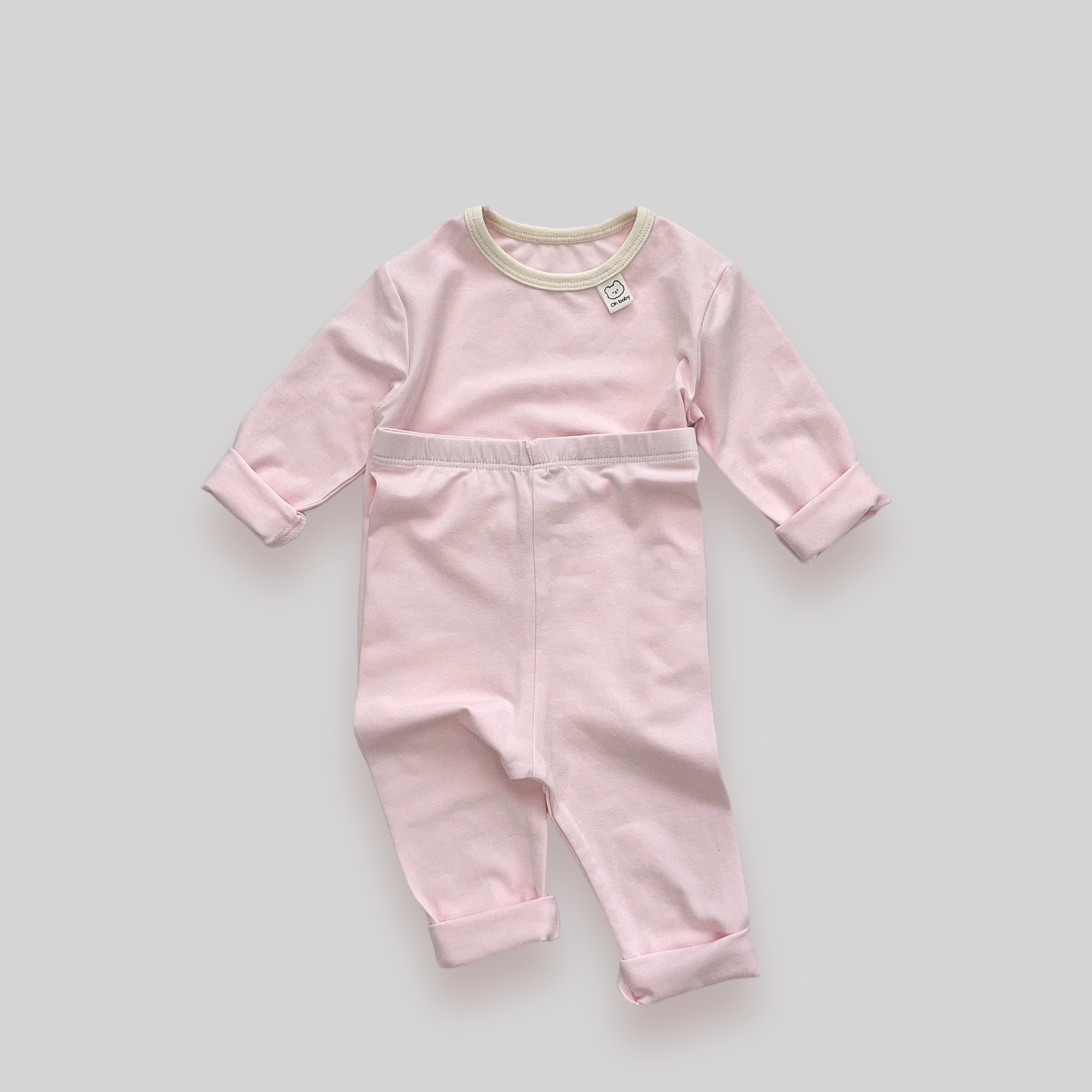 OBB Bộ Cotton trơn cổ viền kem(S80-100)