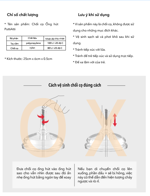 PUTTI ATTI - CHỔI CỌ ỐNG HÚT, DÂY MÁY HÚT SỮA