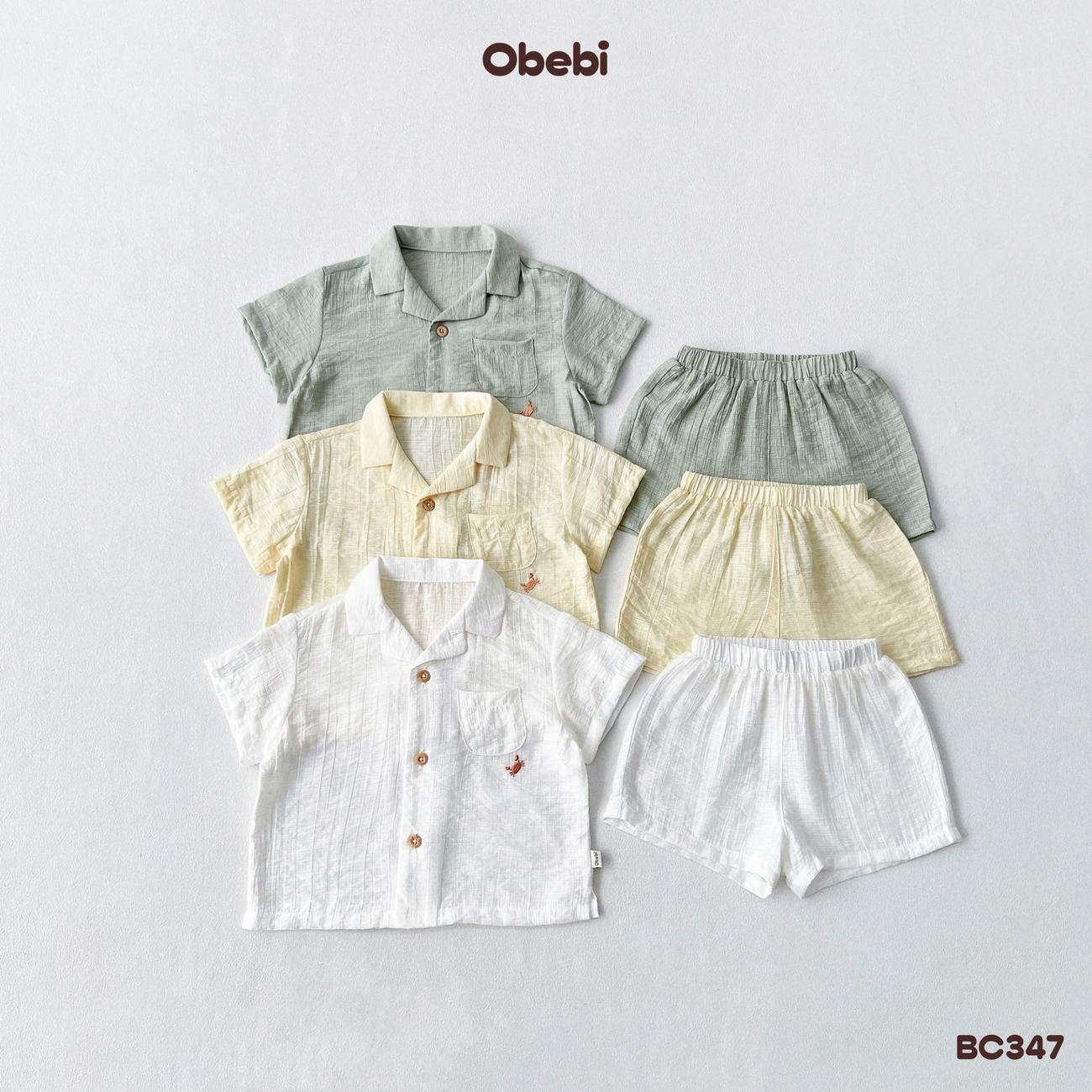 OBEBI - Bộ sơ mi đũi thêu cua nhỏ OBEBI (73-120)