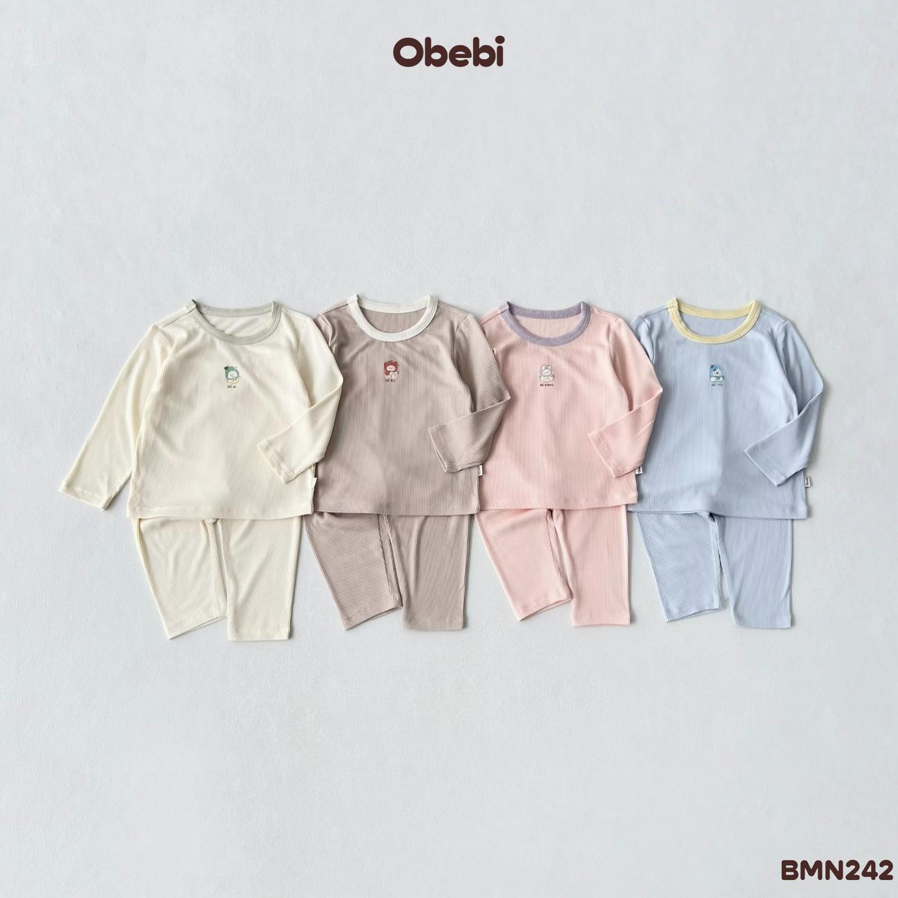 OBEBI - Bộ thu đông vải gân họa tiết nhân vật hoa quả OBEBI (66-120)