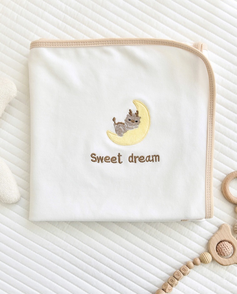 BS - Khăn ủ 1 lớp cotton viền in hình 100x100cm