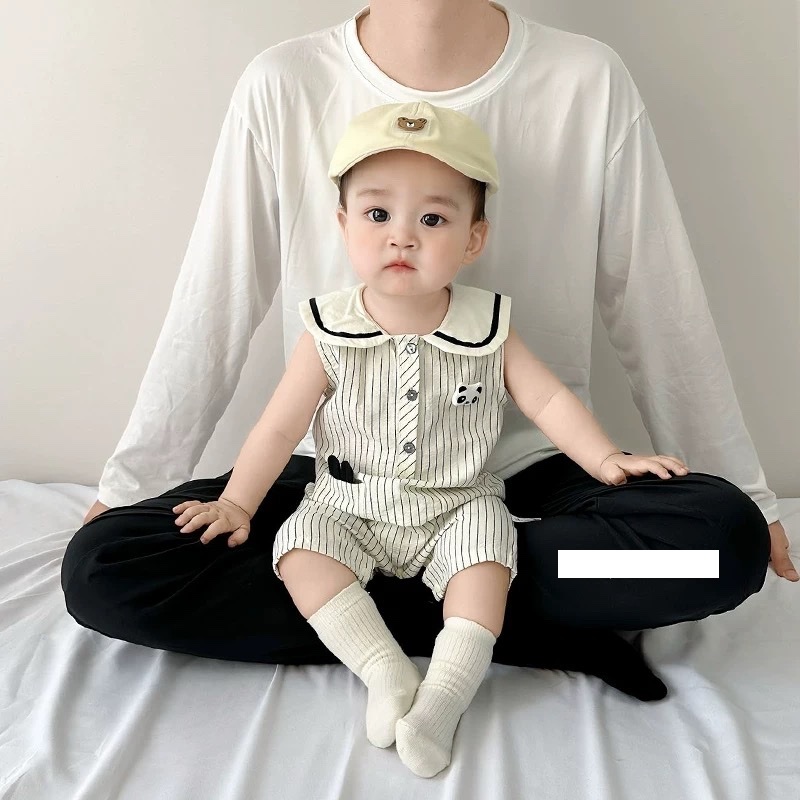 JS - Body đùi sát nách kẻ sọc đen Gấu trúc(66-80)