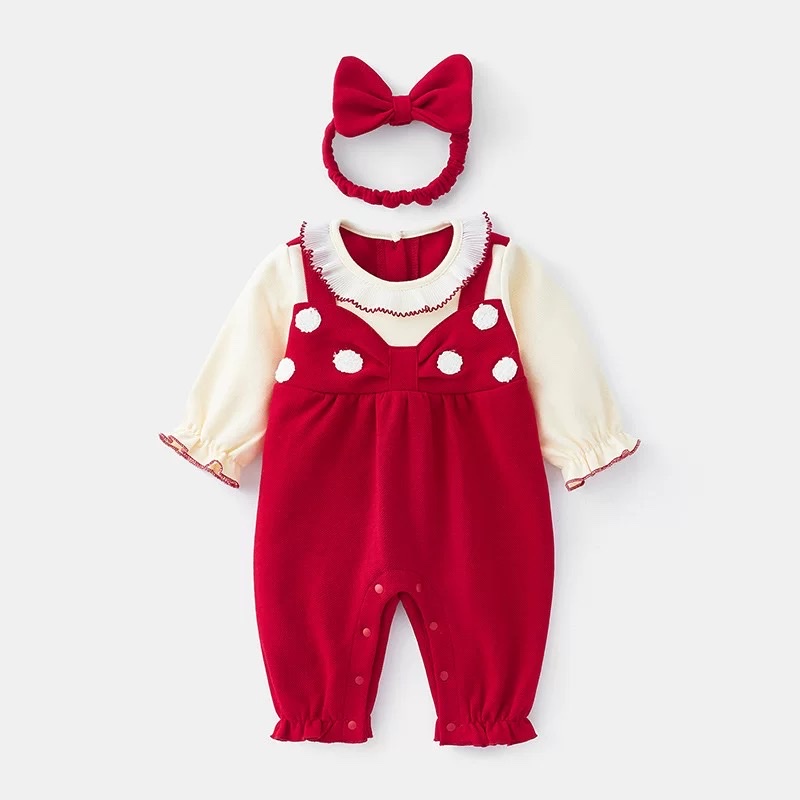 JS - Set body đỏ dài yếm nơ cổ bèo+turban(59-80)