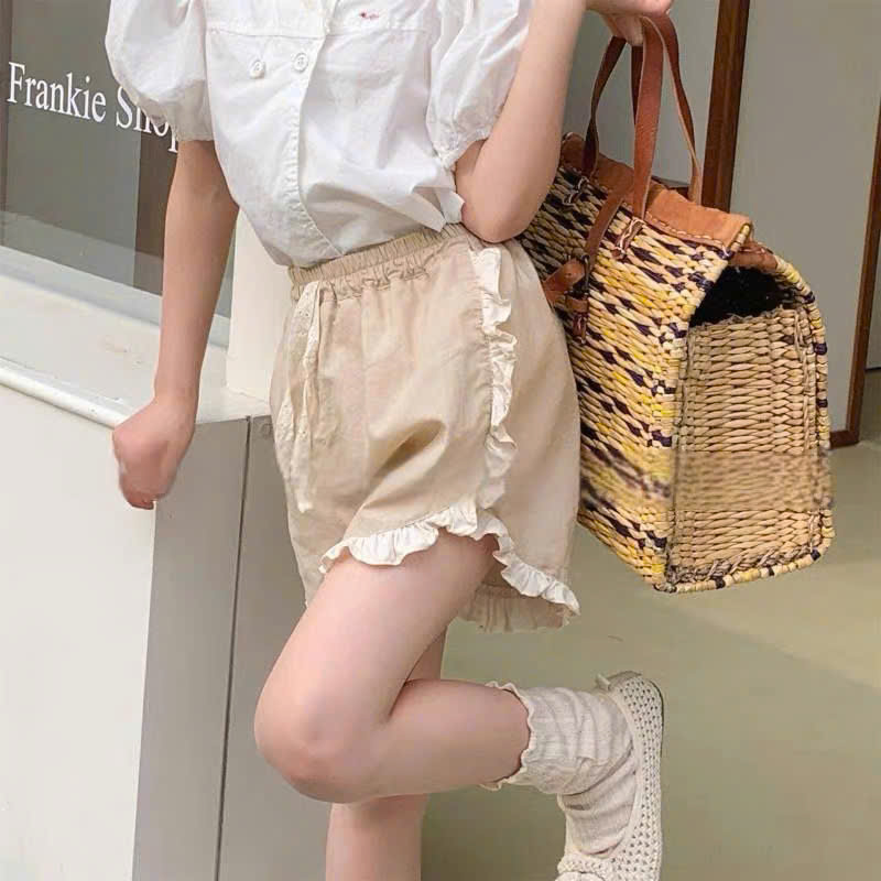 TL - Quần short bé gái viền bèo (80-130)