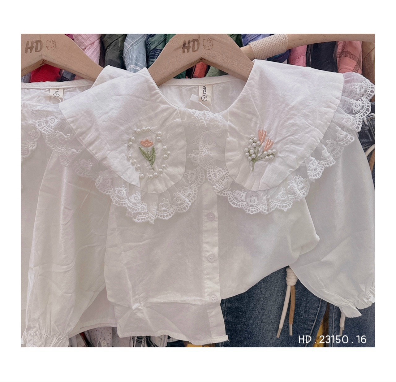 SA Áo sơ mi cổ sen ren (S7-15)
