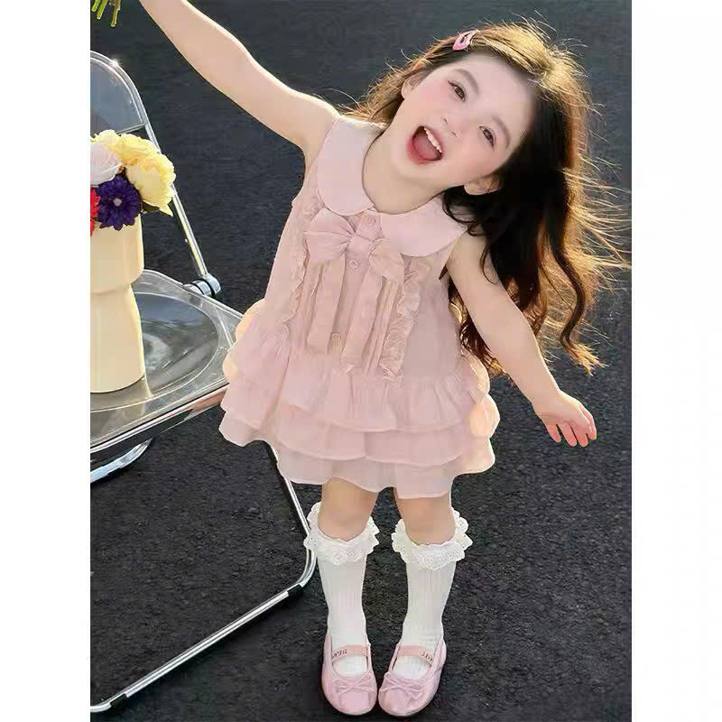 TL - Váy cổ sen nơ xoè 3 tầng (80-130)