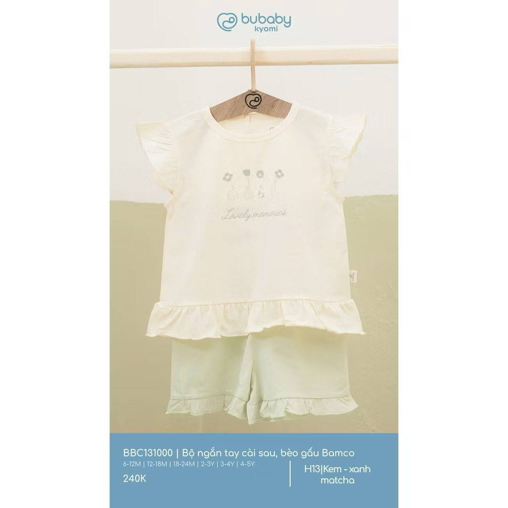 BUBABY - Bộ ngắn tay cài sau bèo gấu BAMCO(6M-5Y)