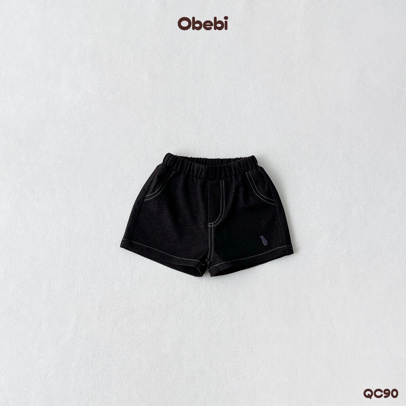 OBEBI - Quần jean cộc hình thêu con thỏ OBEBI (73-120)