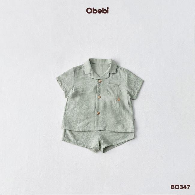 OBEBI - Bộ sơ mi đũi thêu cua nhỏ OBEBI (73-120)
