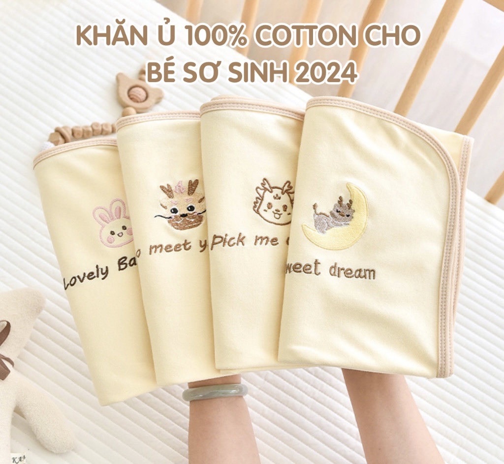BS - Khăn ủ 1 lớp cotton viền in hình 100x100cm