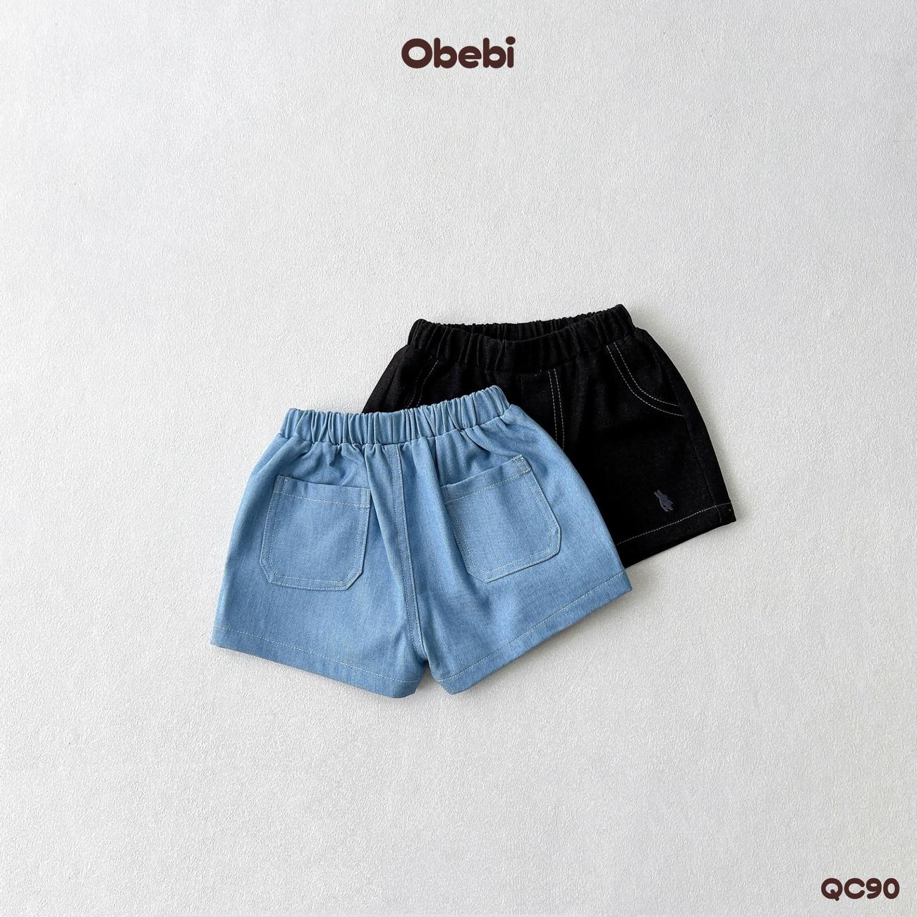 OBEBI - Quần jean cộc hình thêu con thỏ OBEBI (73-120)