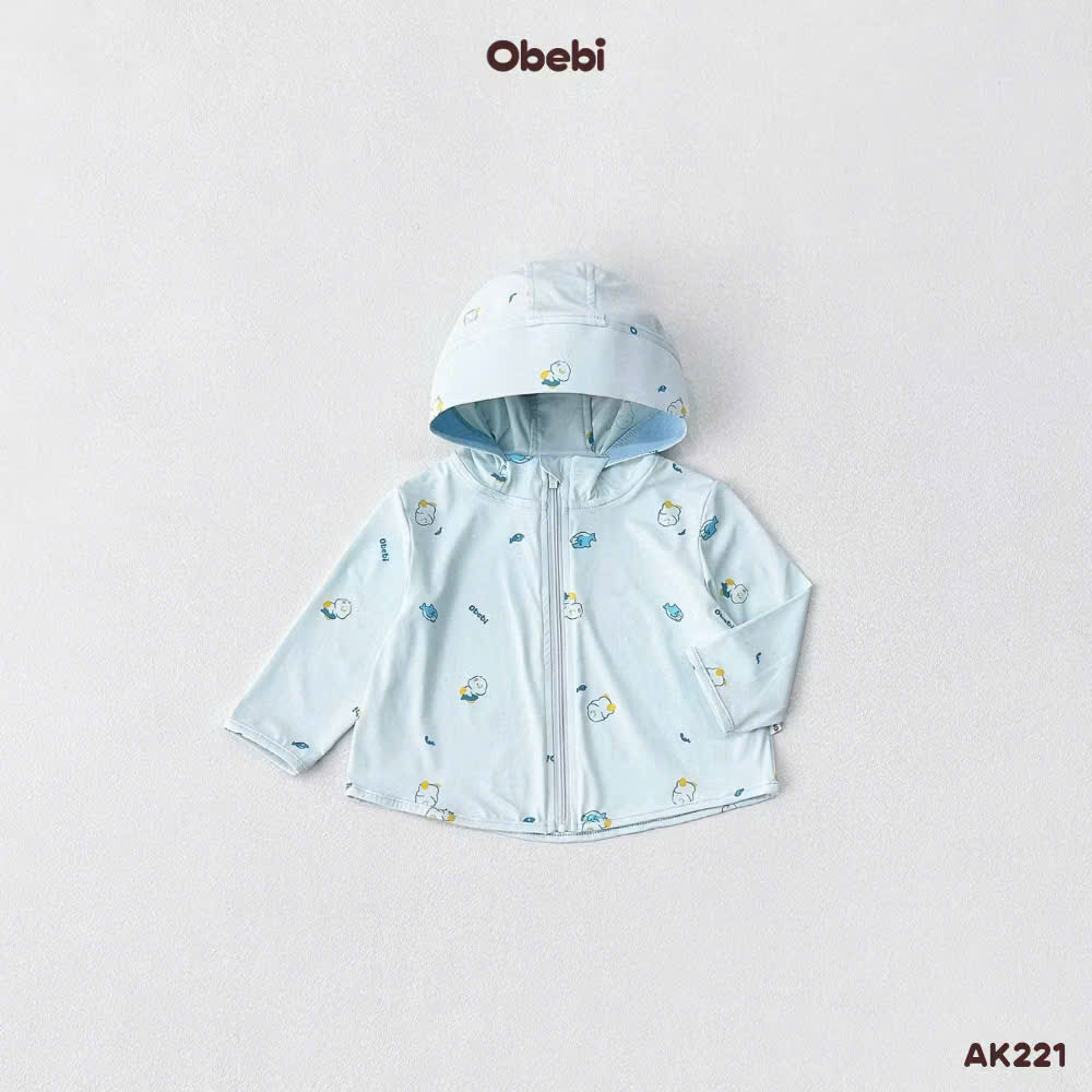 OBEBI - Áo khoác chống nắng vải thun chống tia UV họa tiết sinh vật biển OBEBI (66-110)