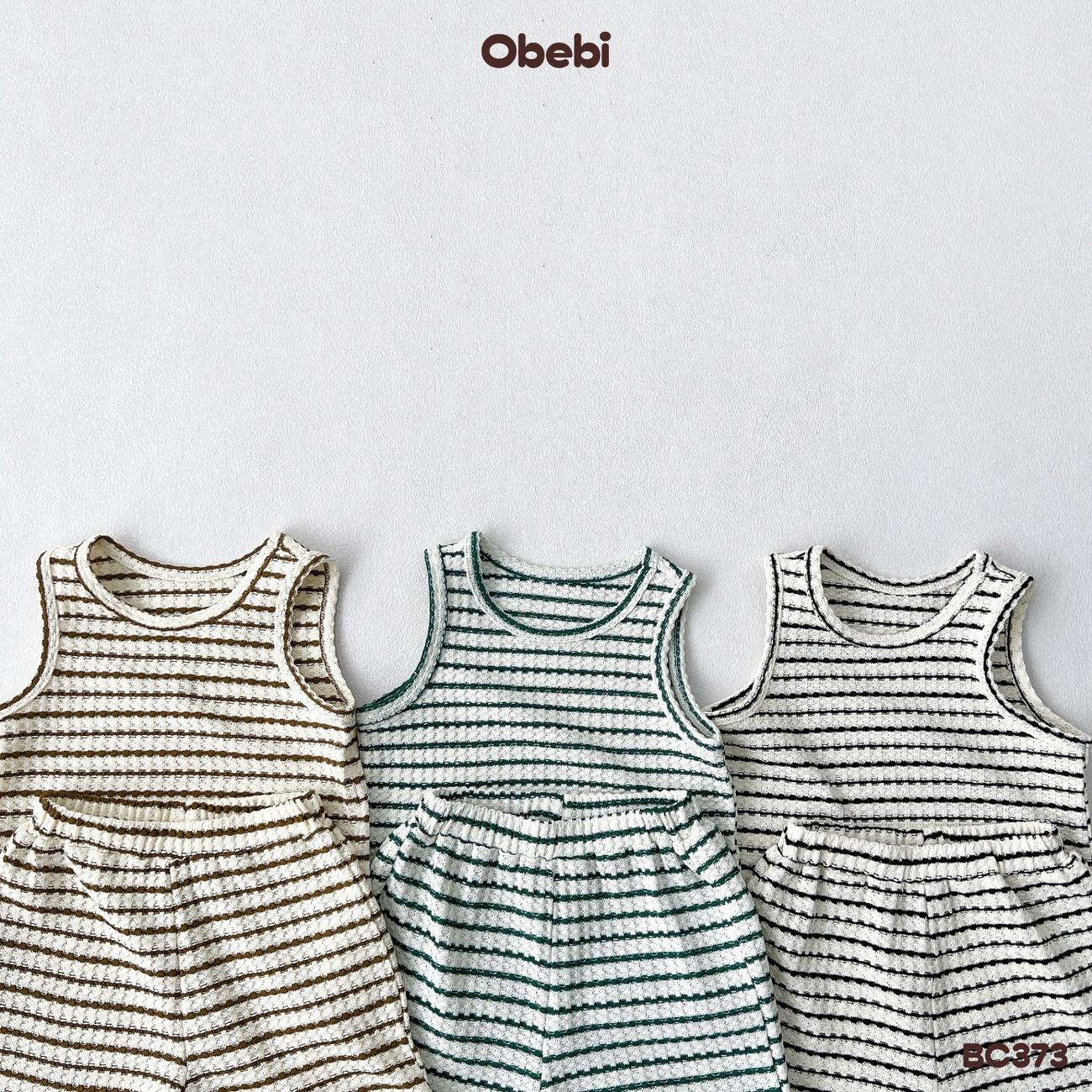 OBEBI - Bộ ba lỗ trẻ em mùa hè họa tiết kẻ ngang OBEBI (73-120)