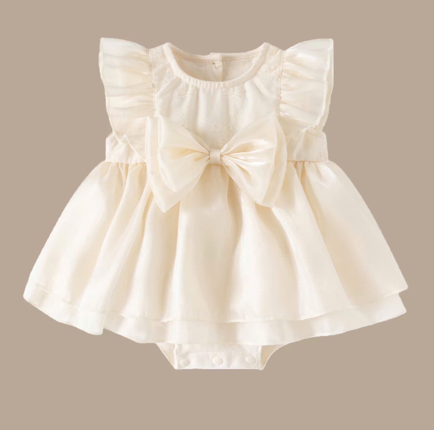 JS - Body váy kem be organza sát nách nơ to (59-80)