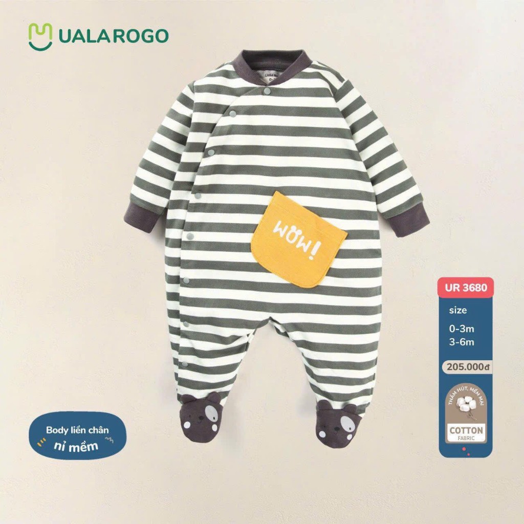 UALA ROGO Body liền chân nỉ(0-6M)