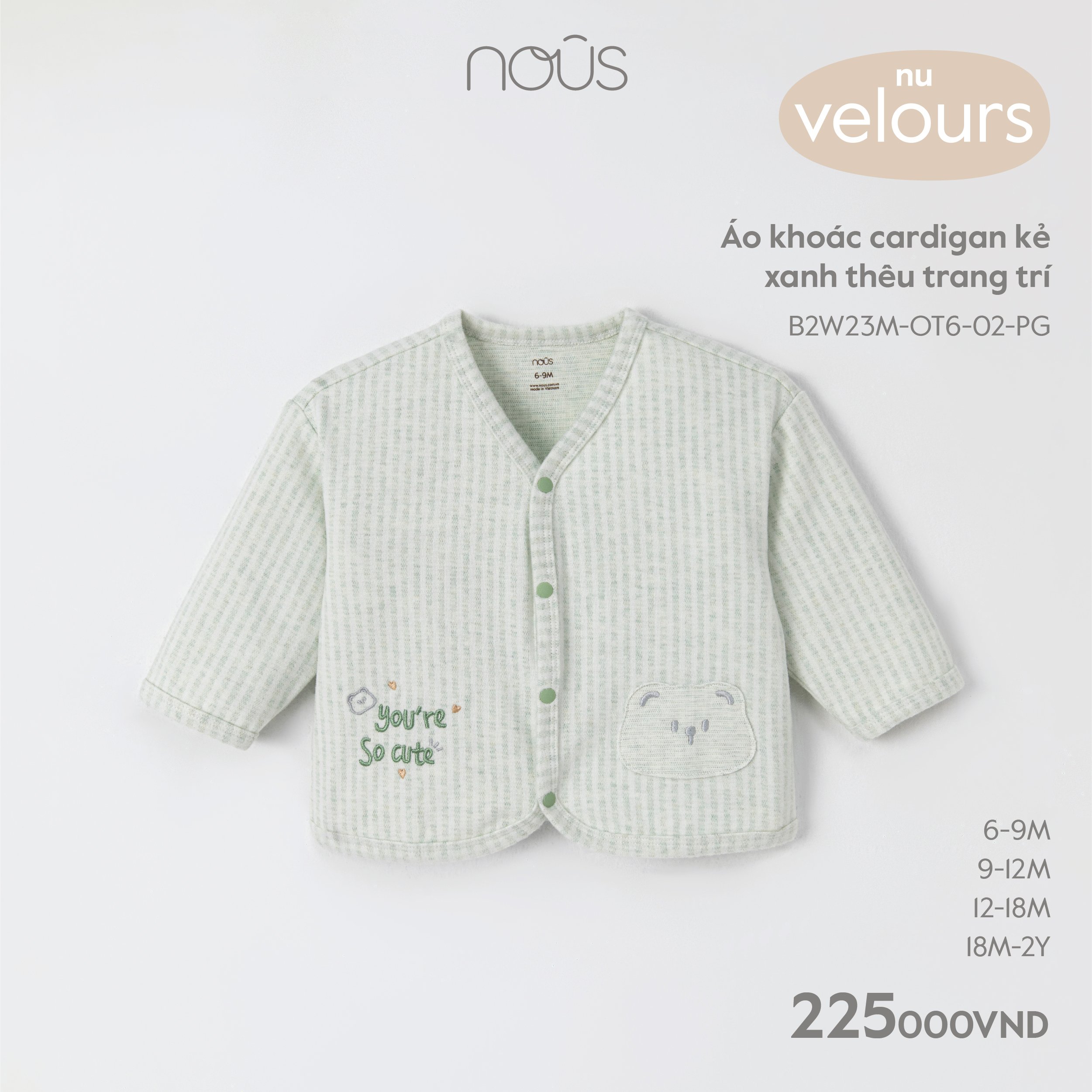 Nous Áo khoác cardigan thêu trang trí(S6-18M)