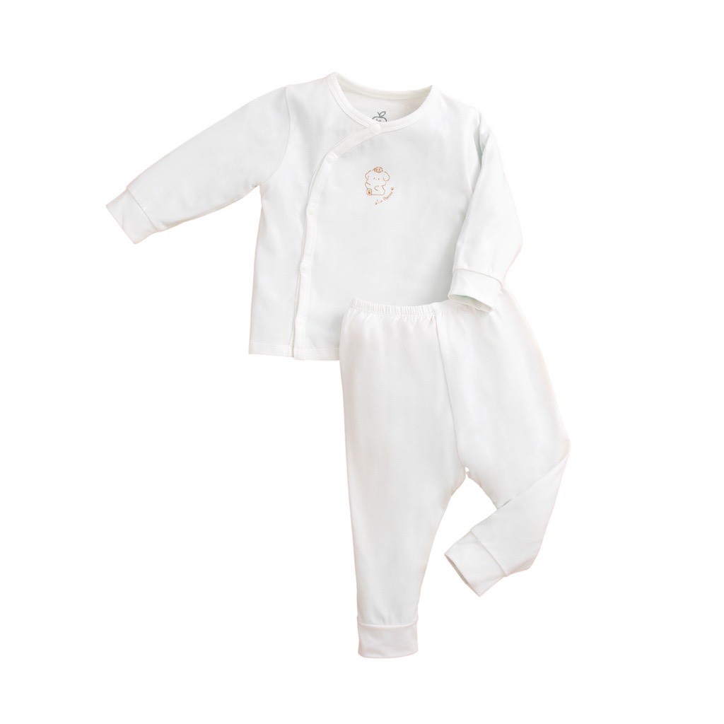 LA POMME Bộ dài tay cúc lệch Puppy(NB-3M)