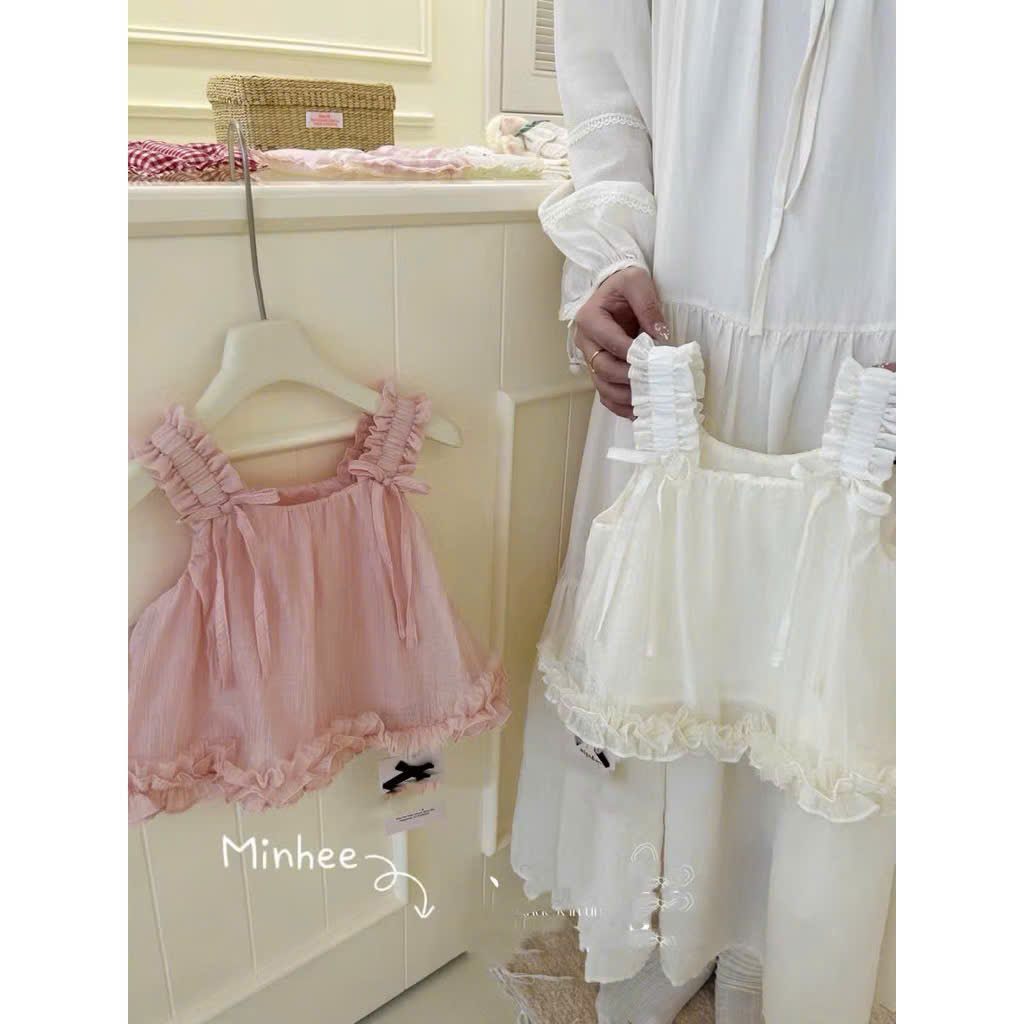 BK - Áo bèo hồng đính nơ (80-120)