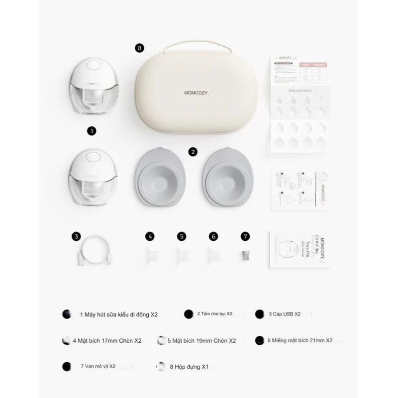 MOMCOZY - MÁY HÚT SỮA ĐIỆN ĐÔI RẢNH TAY KHÔNG DÂY M6 MOBILE STYLE