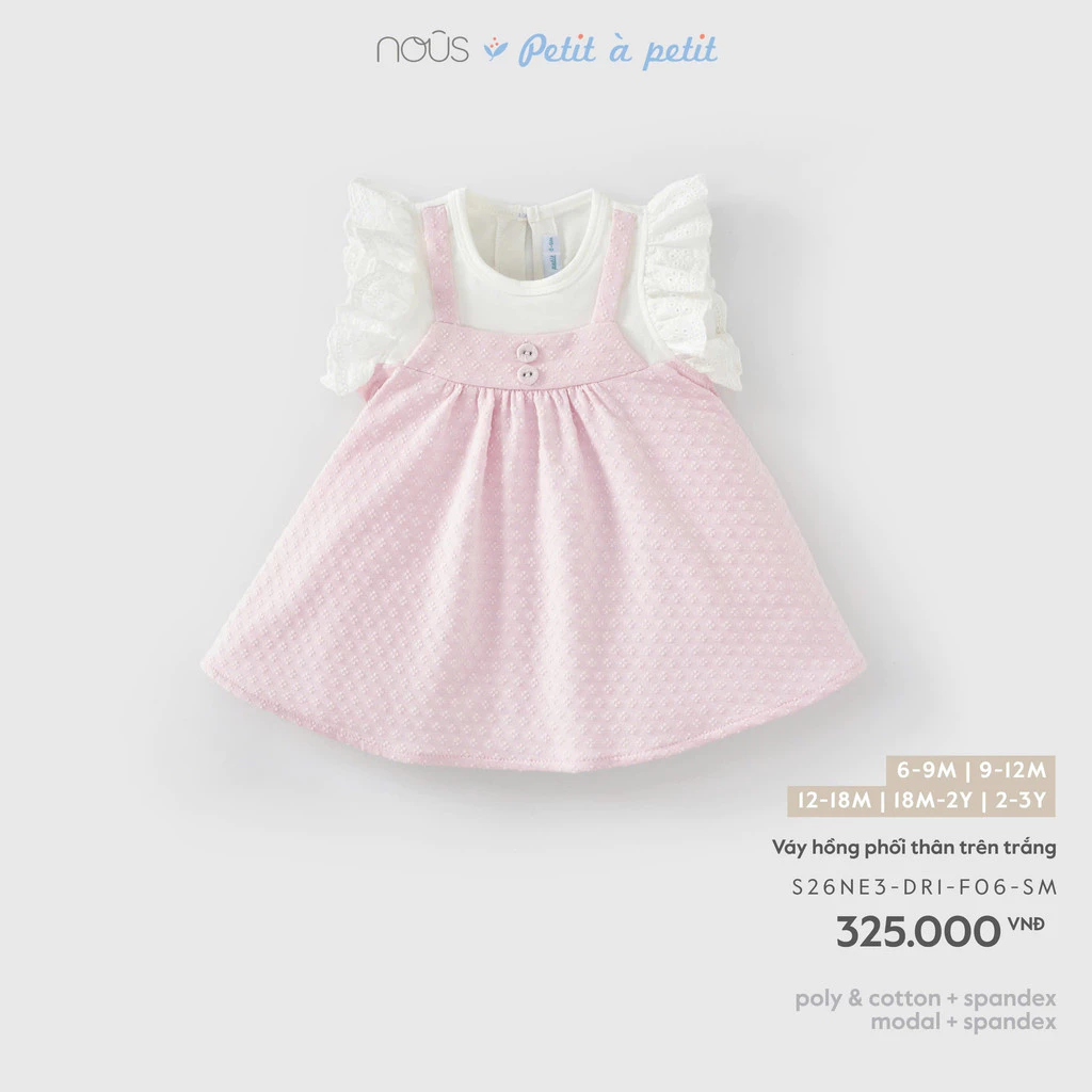 NOUS - Váy hồng phối thân trên trắng (6M-3Y)