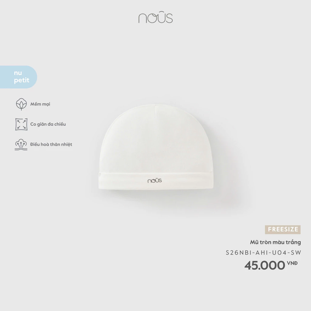 NOUS - Mũ tròn màu trắng