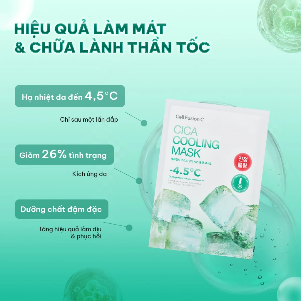 CELL FUSHION C - MẶT NẠ RAU MÁ MÁT LẠNH -4.5 ĐỘ GIẢM MỤN VÀ LÀM DỊU DA CICA COOLING MASK