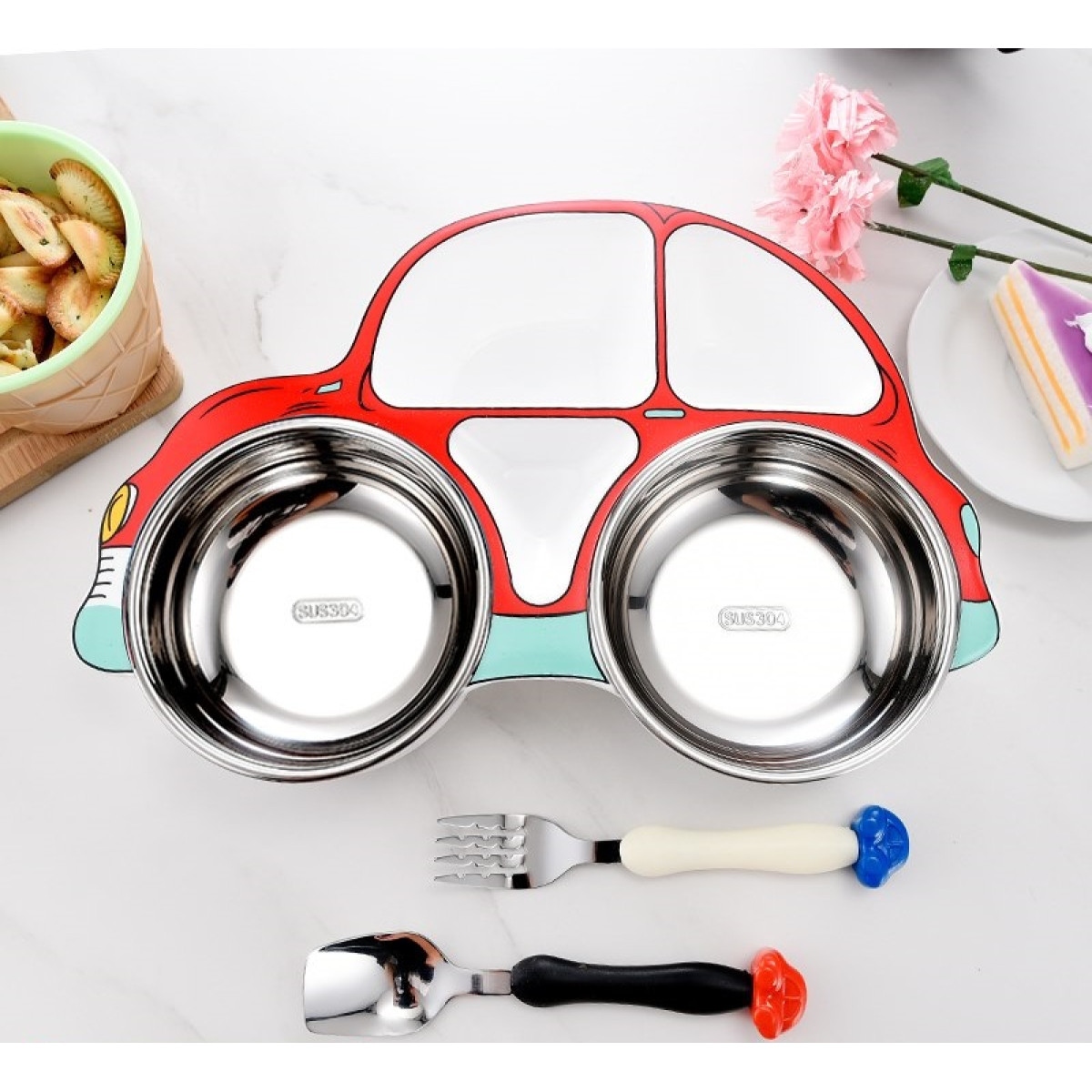 ROYAL CARE - SET KHAY ĂN 3 MÓN INOX Ô TÔ RC-2020-0805