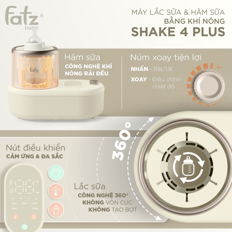 FATZ - MÁY LẮC VÀ HÂM SỮA BẰNG KHÍ NÓNG SHAKE 4 PLUS