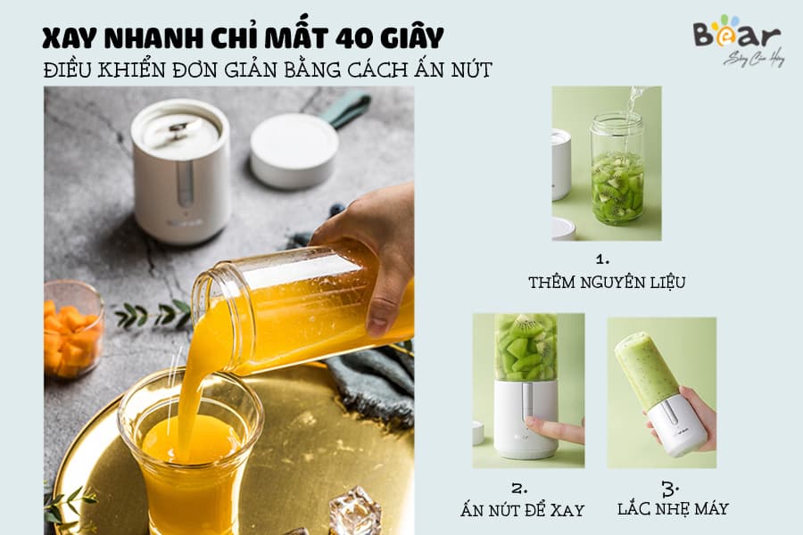 BEAR - MÁY XAY SINH TỐ CẦM TAY BLENDER BL-B35V1