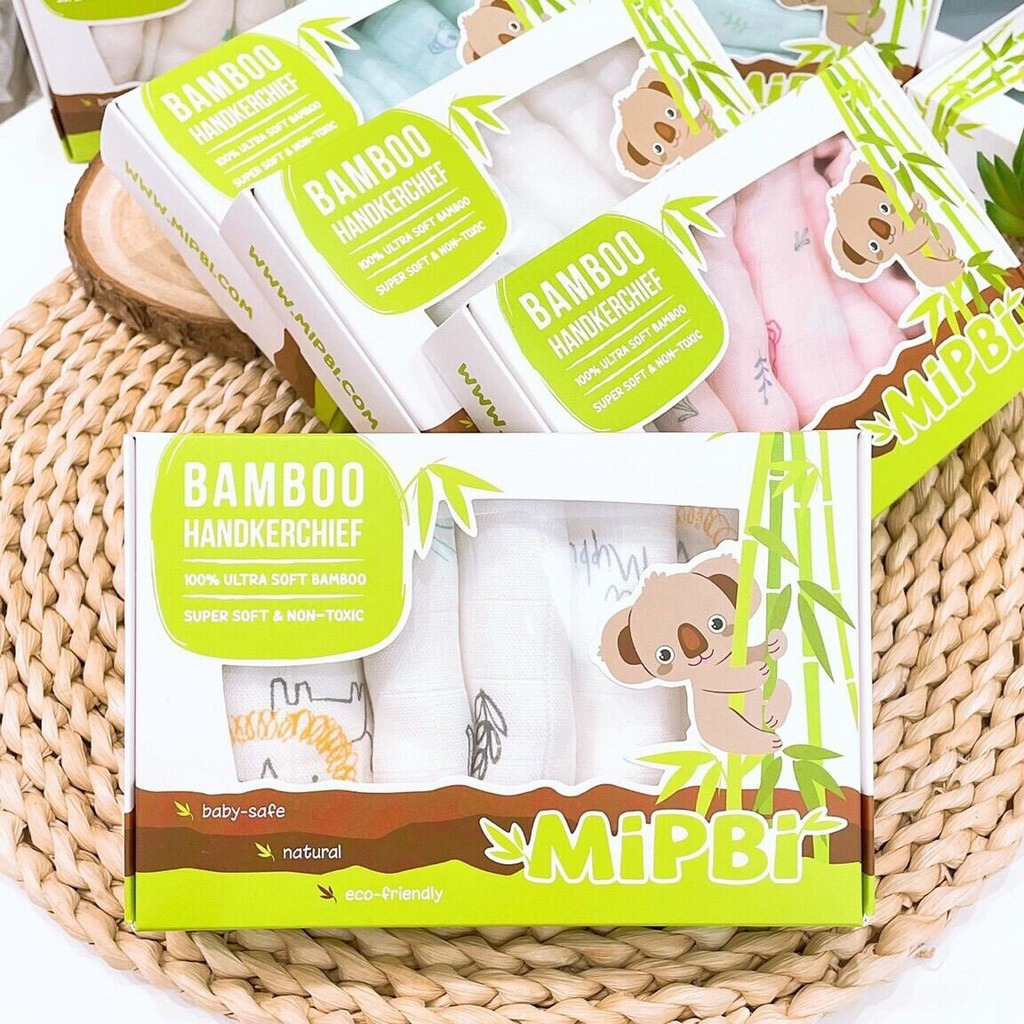 MIPBI - KHĂN SỮA 100% SỢI TRE CAO CẤP 3 LỚP (30X30CM) HM28