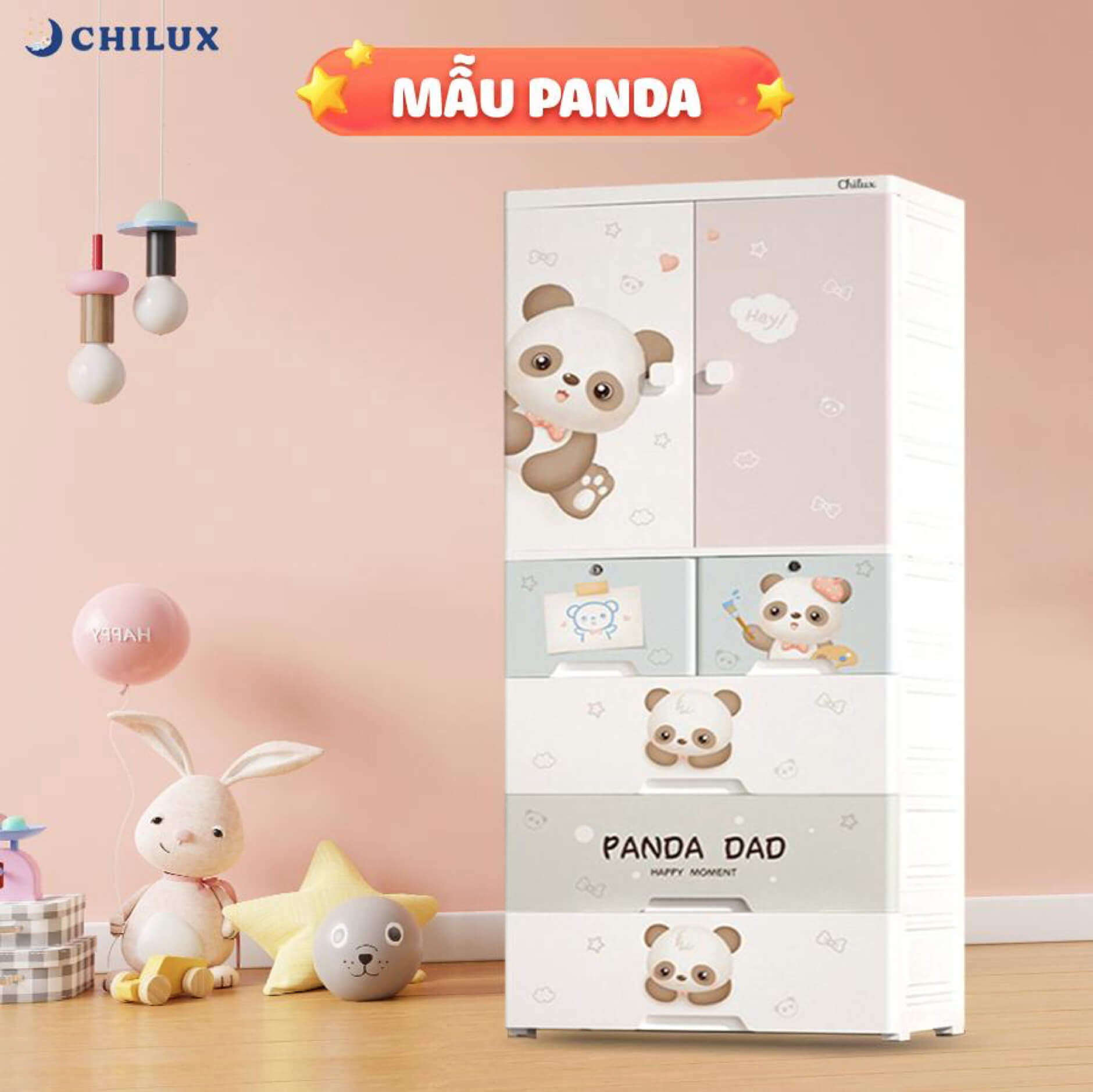 CHILUX - TỦ NHỰA GẤU PANDA